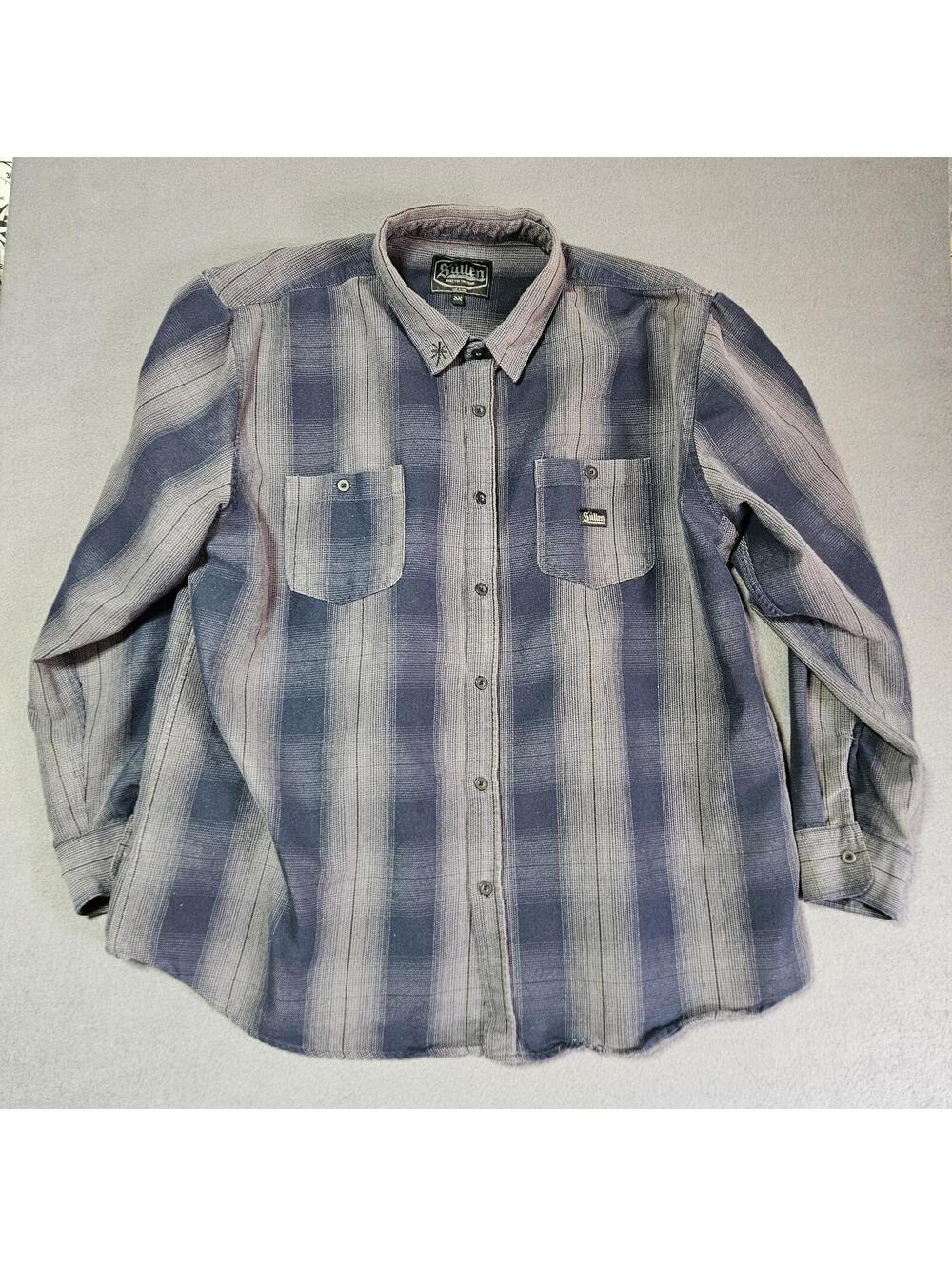 Sullen Men's 3X Blue Gray Plaid Button-Up Shirt Casual Long Sleeve Flannel